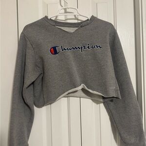 Grey Cropped Champion Crewneck